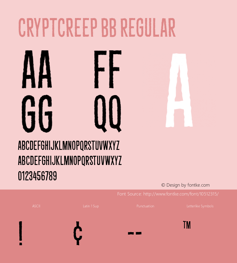 CryptCreep BB Regular Version 1.000 Font Sample