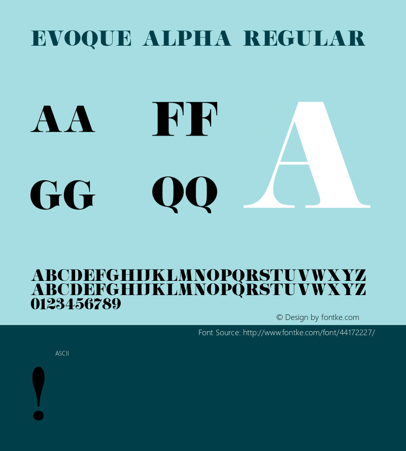 Evoque Alpha Regular Version 1.000 Font Sample