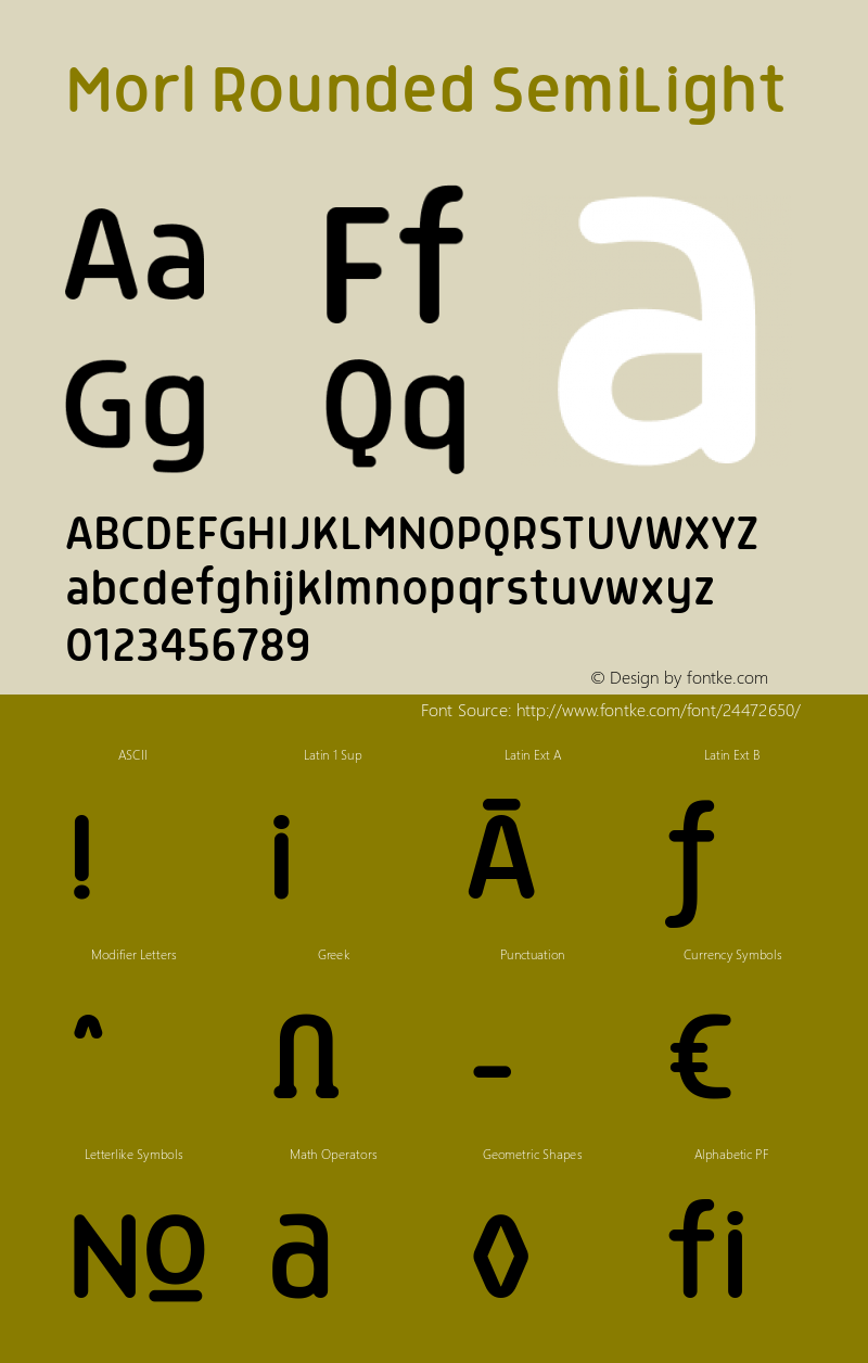 Morl Rounded SemiLight Version 1.000 Font Sample