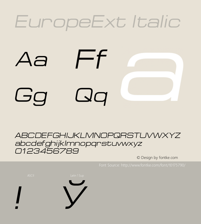 EuropeExt Italic 001.001 Font Sample