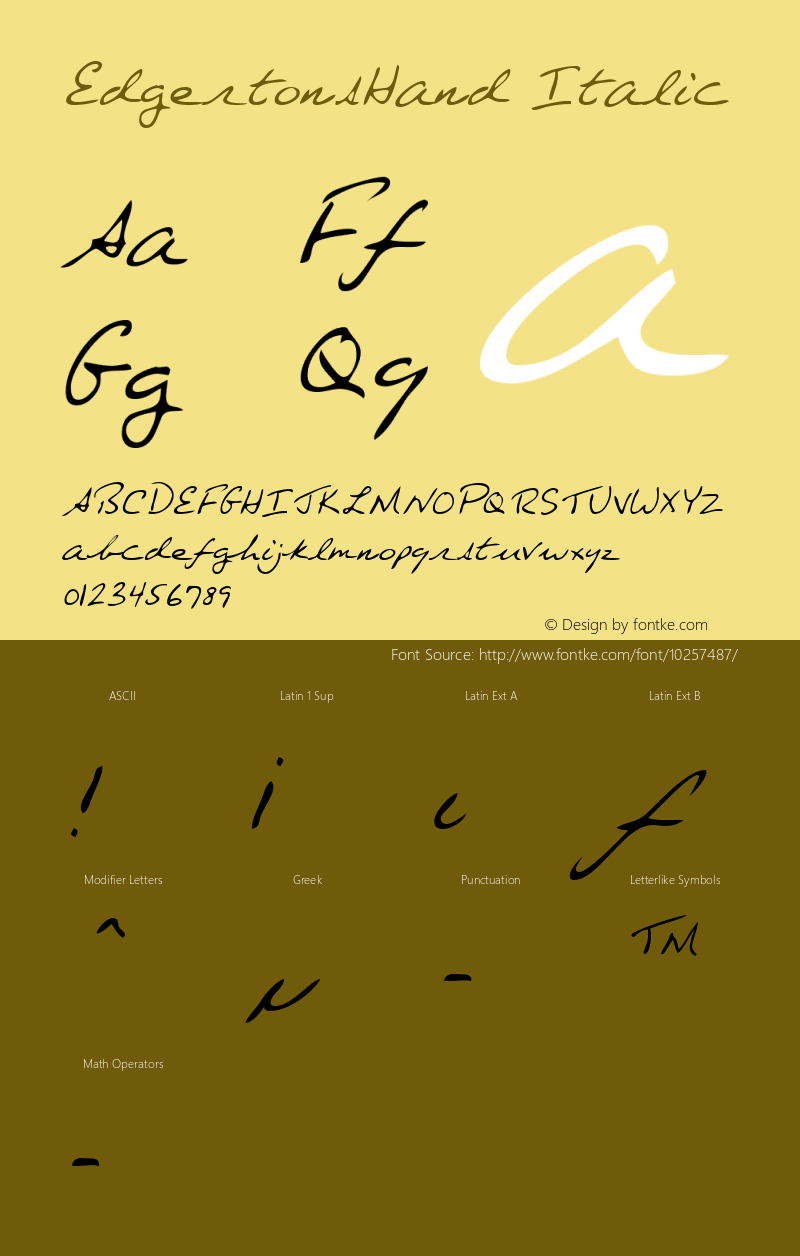 EdgertonsHand Italic WSI: 1/11/98 Font Sample