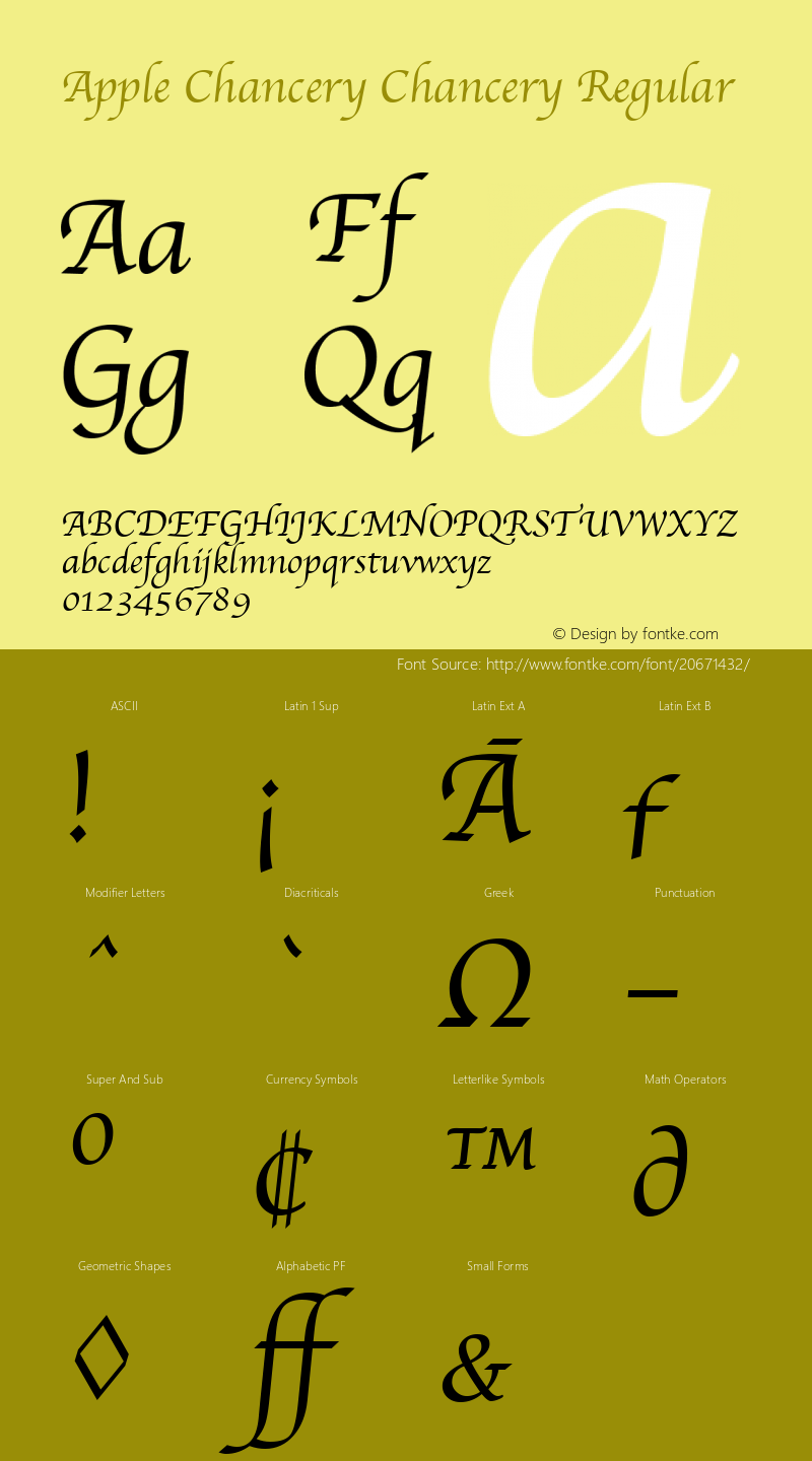 Apple Chancery 5.0d1 Font Sample