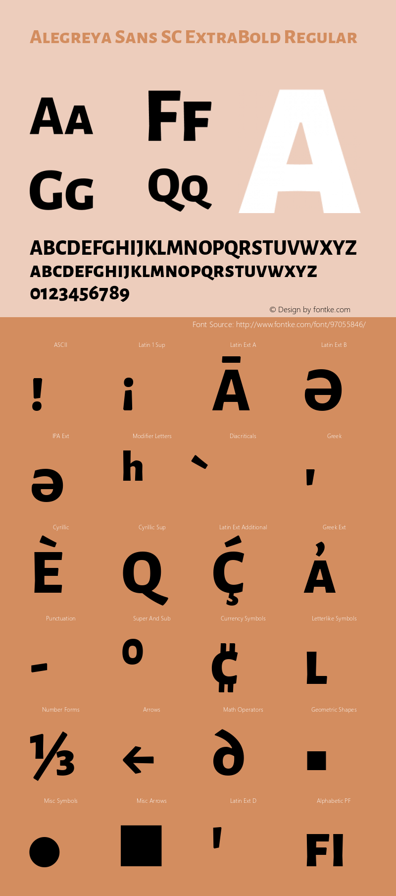 Alegreya Sans SC ExtraBold Version 2.003; ttfautohint (v1.6) Font Sample