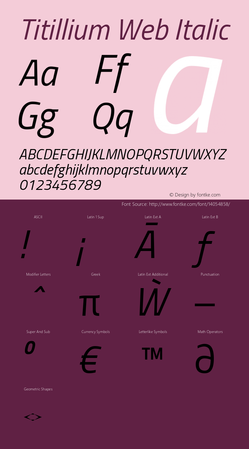 Titillium Web Italic Version 1.001;PS 57.000;hotc Font Sample