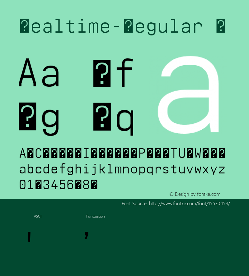 Realtime-Regular ☞ Version 1.000;PS 001.000;hotconv 1.0.70;makeotf.lib2.5.58329;com.myfonts.easy.jurizaech.realtime.regular.wfkit2.version.4oCa Font Sample