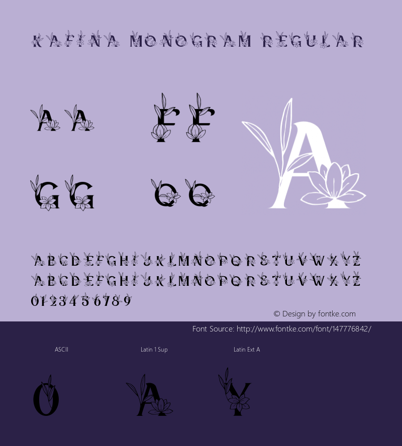 Kafina Monogram Version 1.00;June 21, 2020;FontCreator 12.0.0.2567 32-bit Font Sample