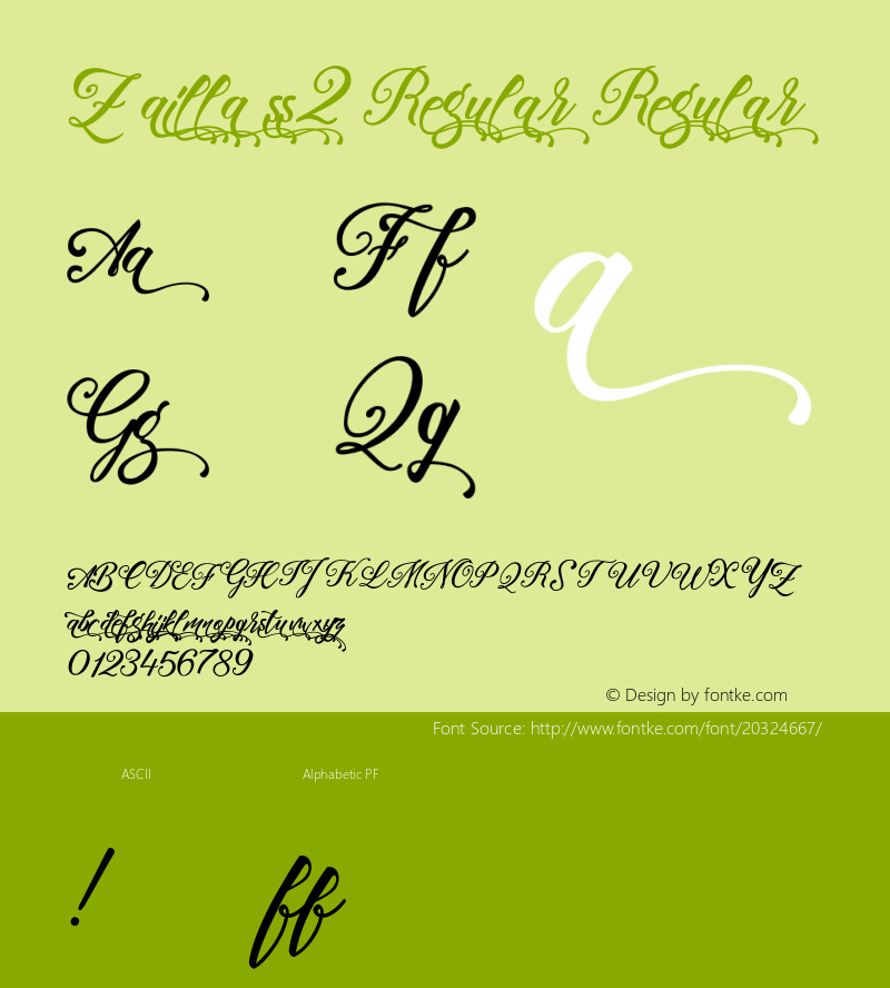 Zaillass2Regular 1.000 Font Sample