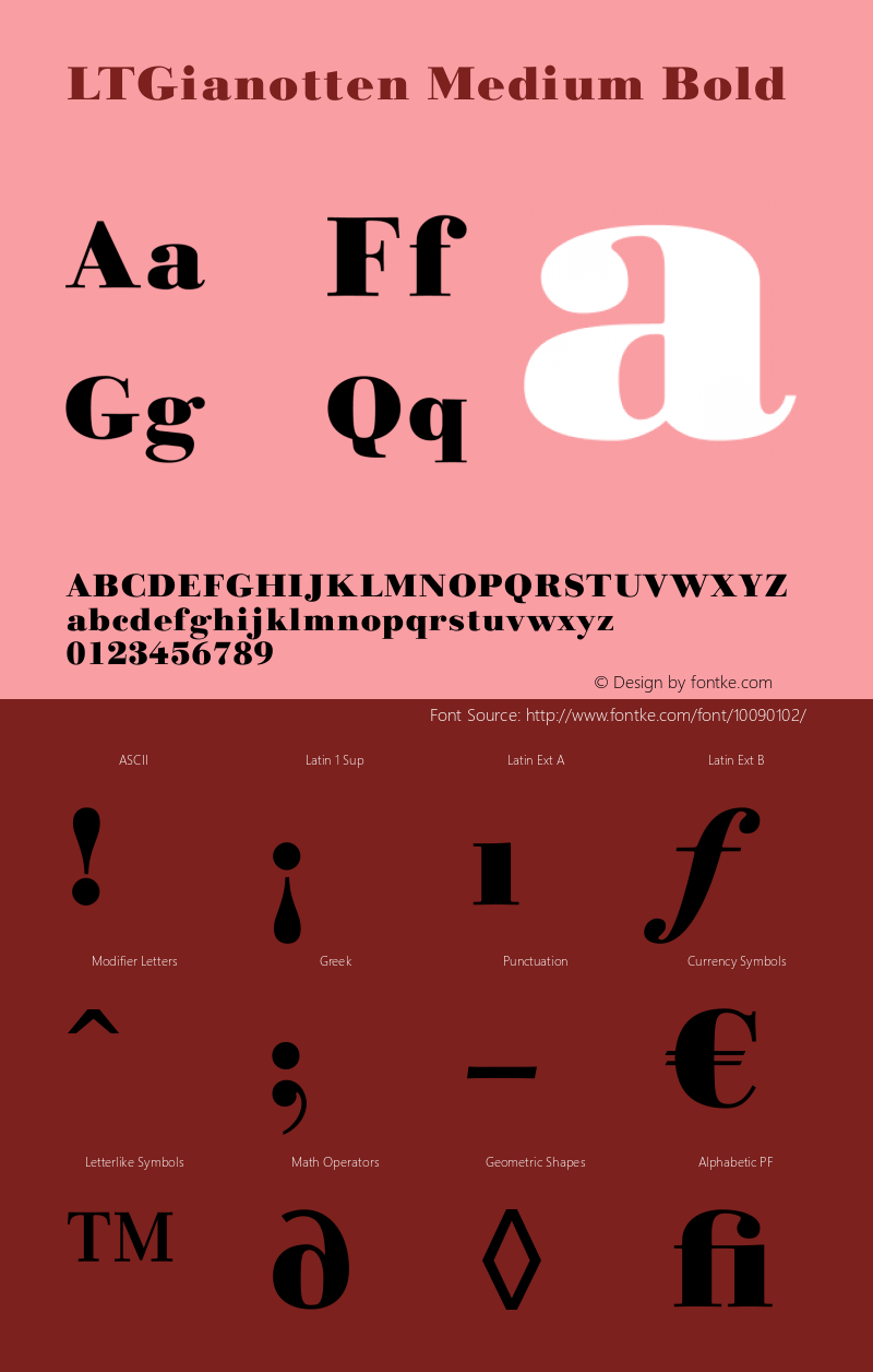 LTGianotten Medium Bold Version 1.0; 2000; initial release Font Sample