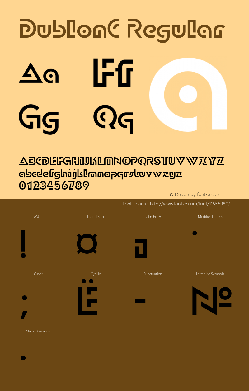 DublonC Regular Version 001.000 Font Sample