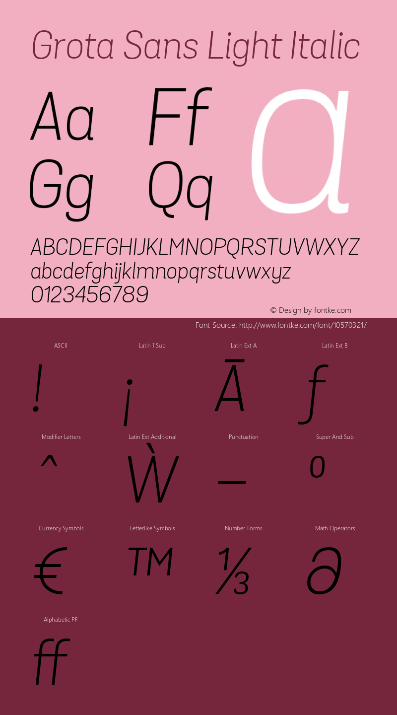 Grota Sans Light Italic Version 1.0; webfont-rip-adam 1.0; Font Sample