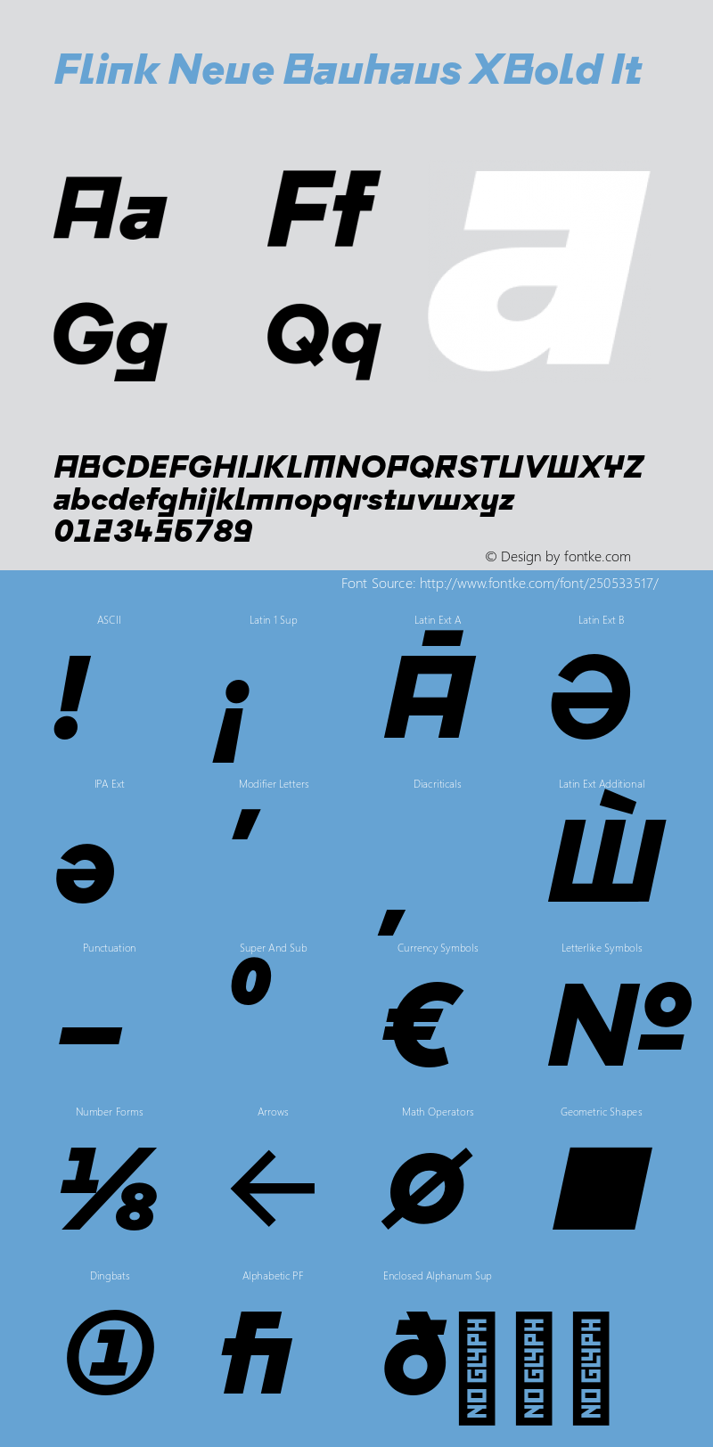 Flink Neue Bauhaus XBold It Version 2.100;Glyphs 3.1.2 (3150)图片样张