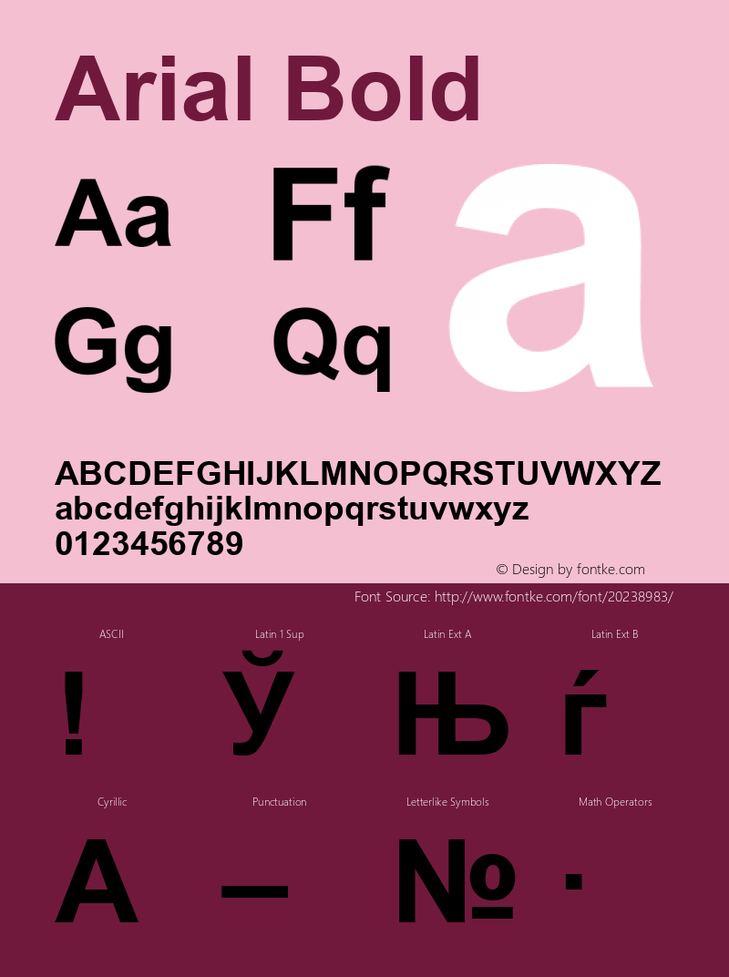 Arial Bold Version 1.1 - November 1992 Font Sample