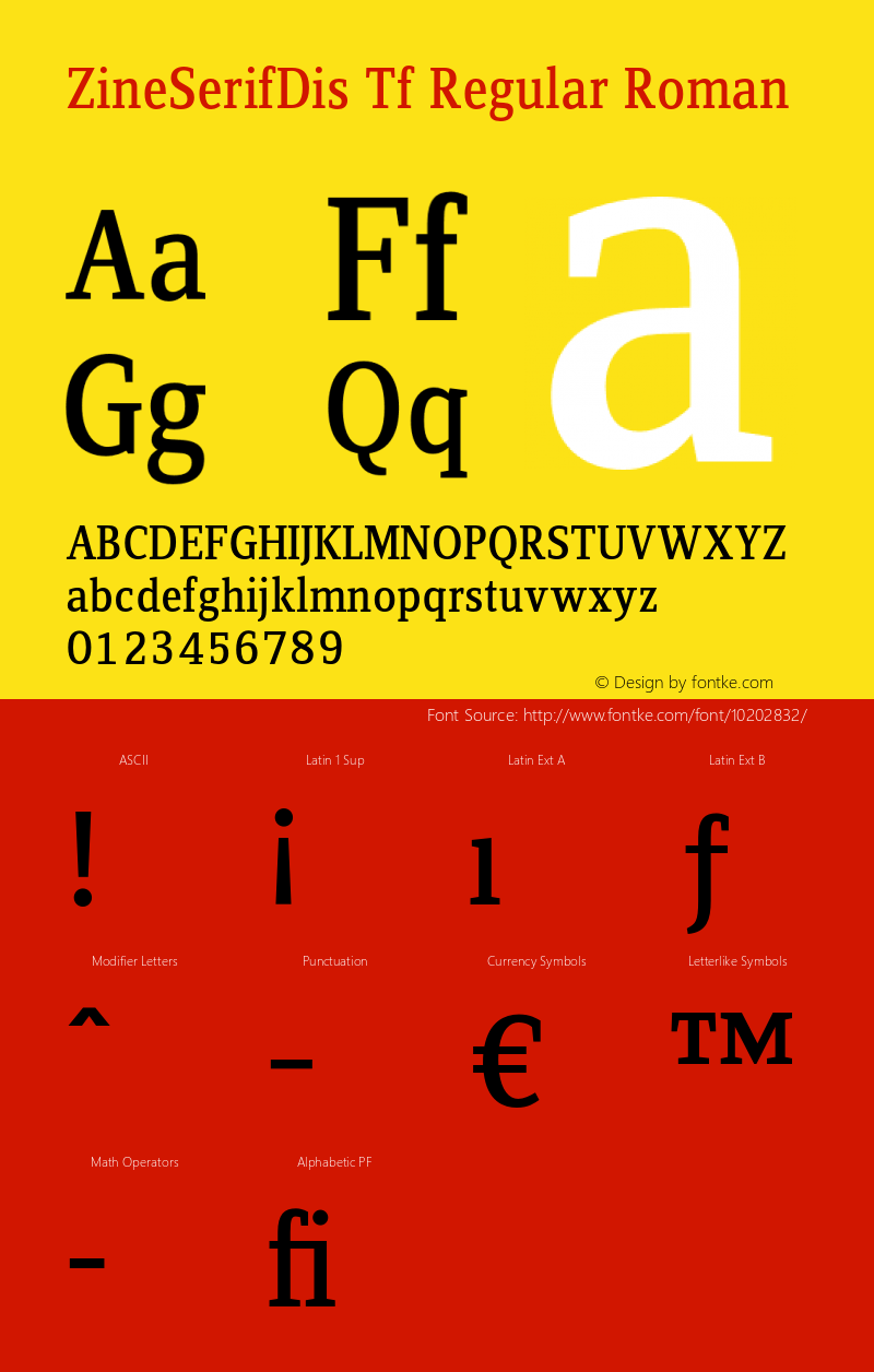 ZineSerifDis Tf Regular Roman 004.301 Font Sample