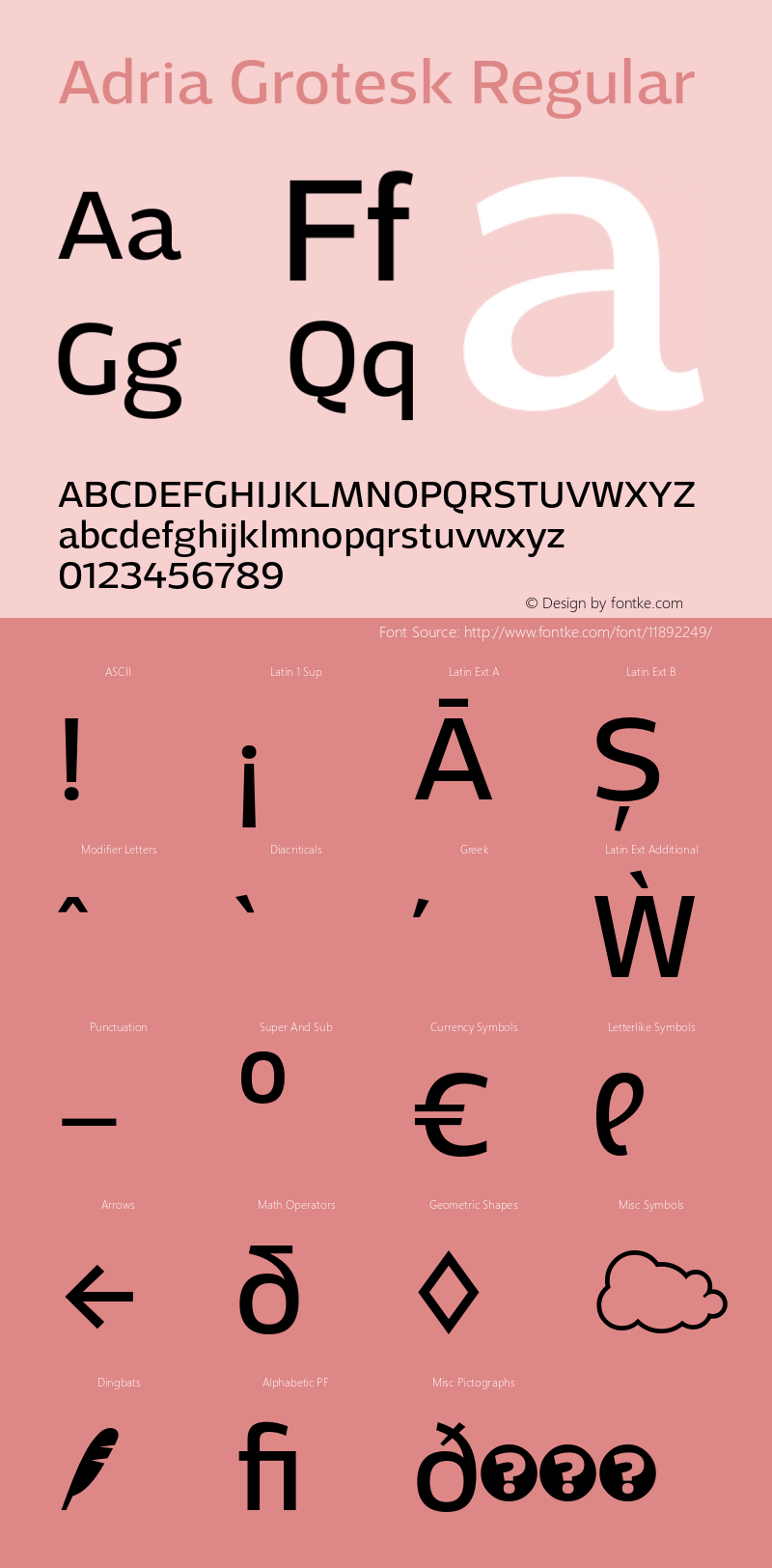 Adria Grotesk Regular Version 1.001 Font Sample