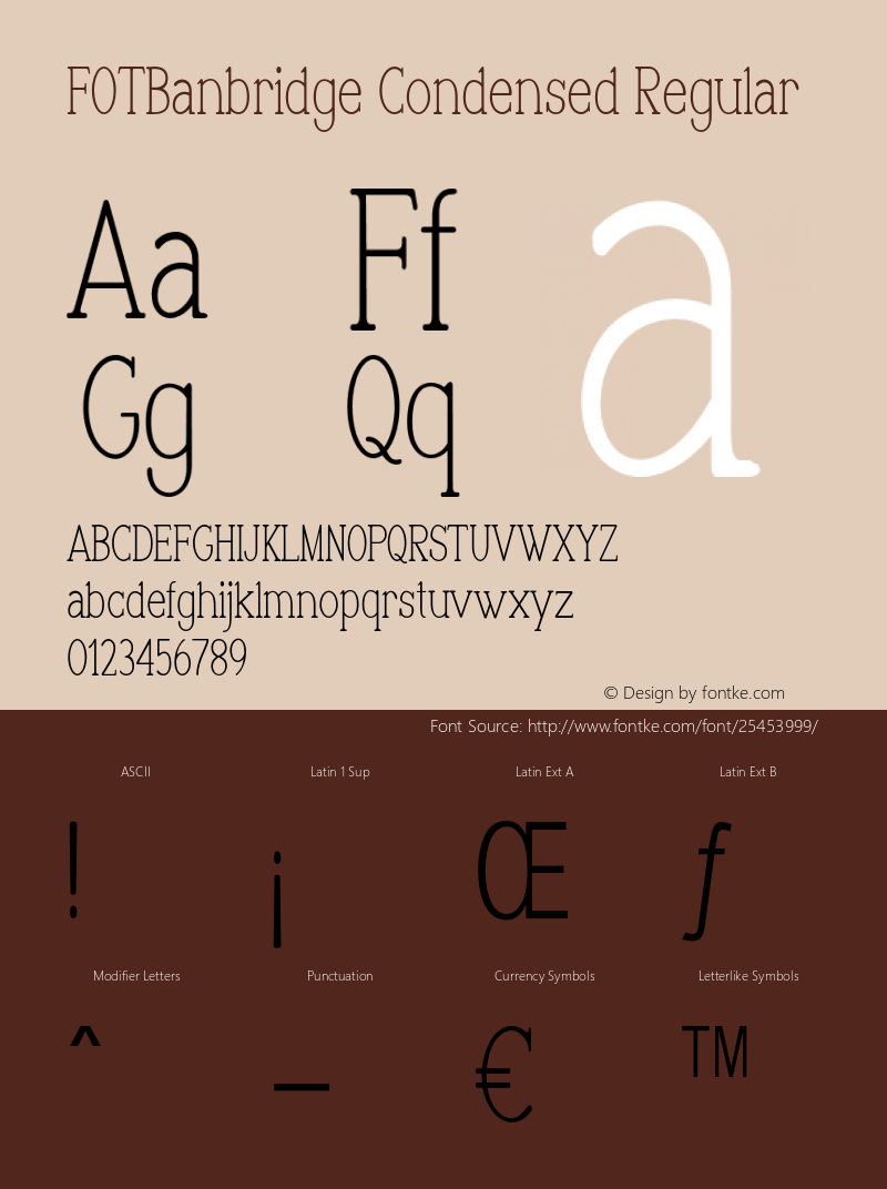 FOTBanbridge-CondensedRegular Version 1.000 Font Sample