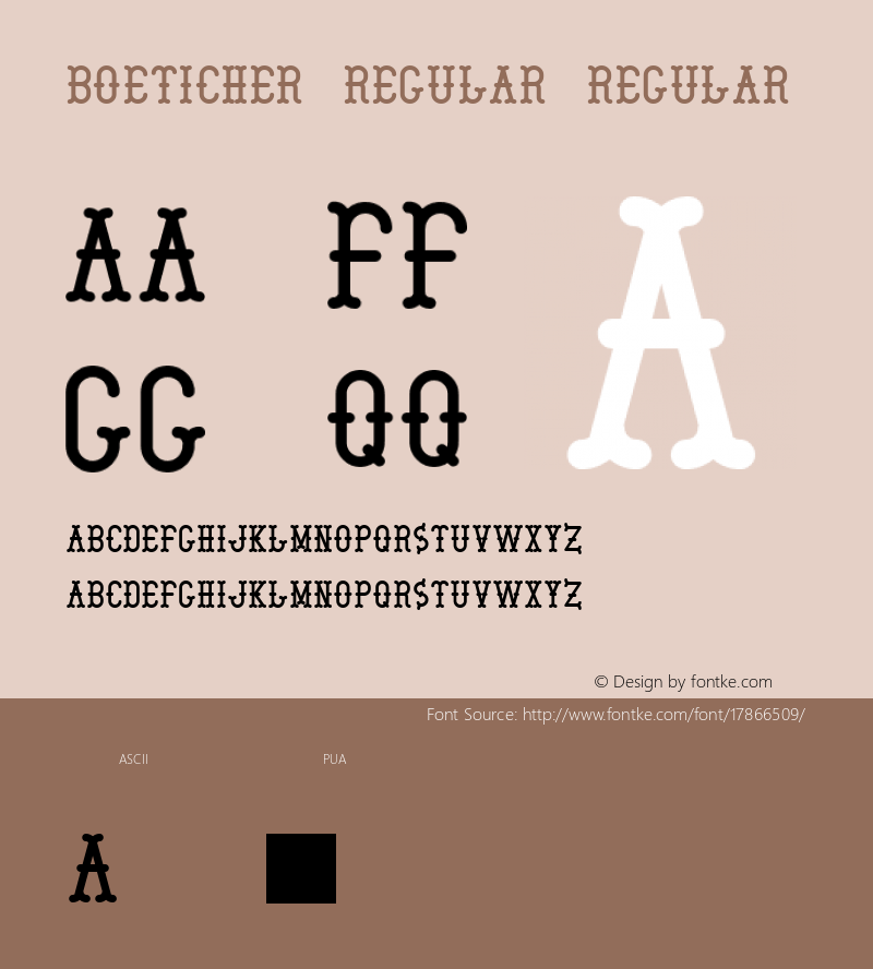 Boeticher Regular Regular Version 0.000;PS (version unavailable);hotconv 1.0.57;makeotf.lib2.0.21895 DEVELOPMENT Font Sample