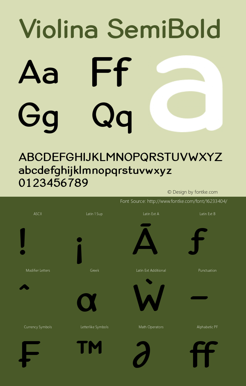 Violina SemiBold Version 001.001 Font Sample