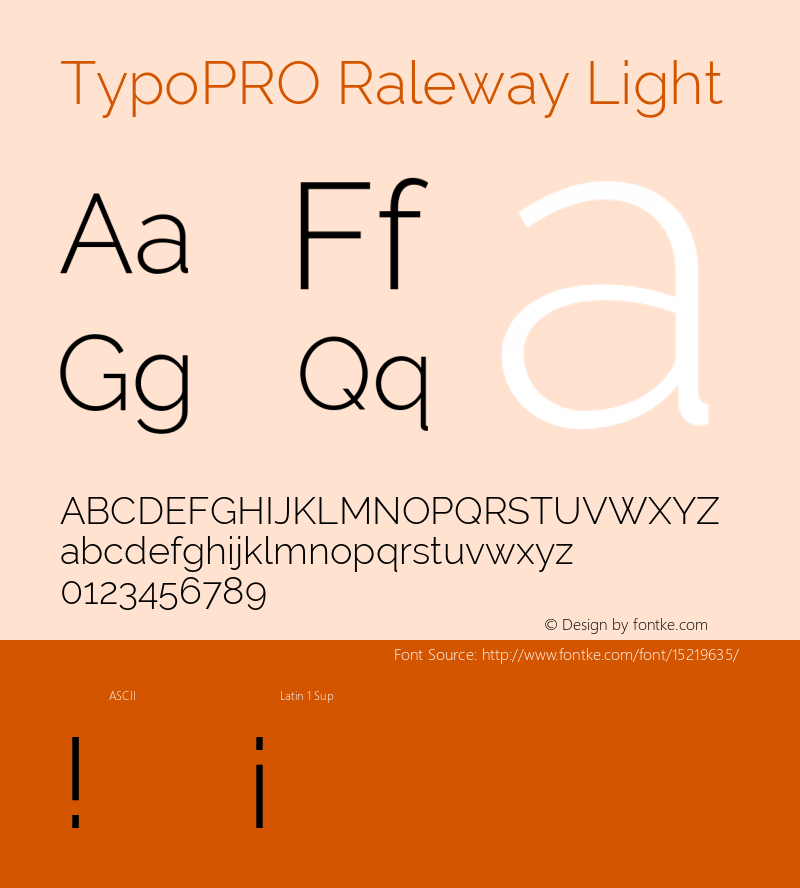 TypoPRO Raleway Light Version 3.000; ttfautohint (v0.96) -l 8 -r 28 -G 28 -x 14 -w 