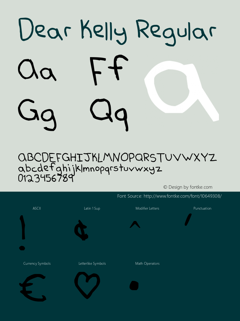 Dear Kelly Regular Version 2.000 2011 initial release Font Sample