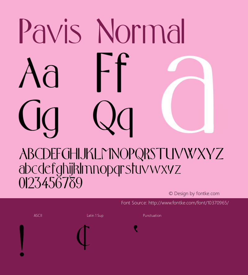 Pavis Normal 1.0 Wed Sep 21 11:24:32 1994 Font Sample