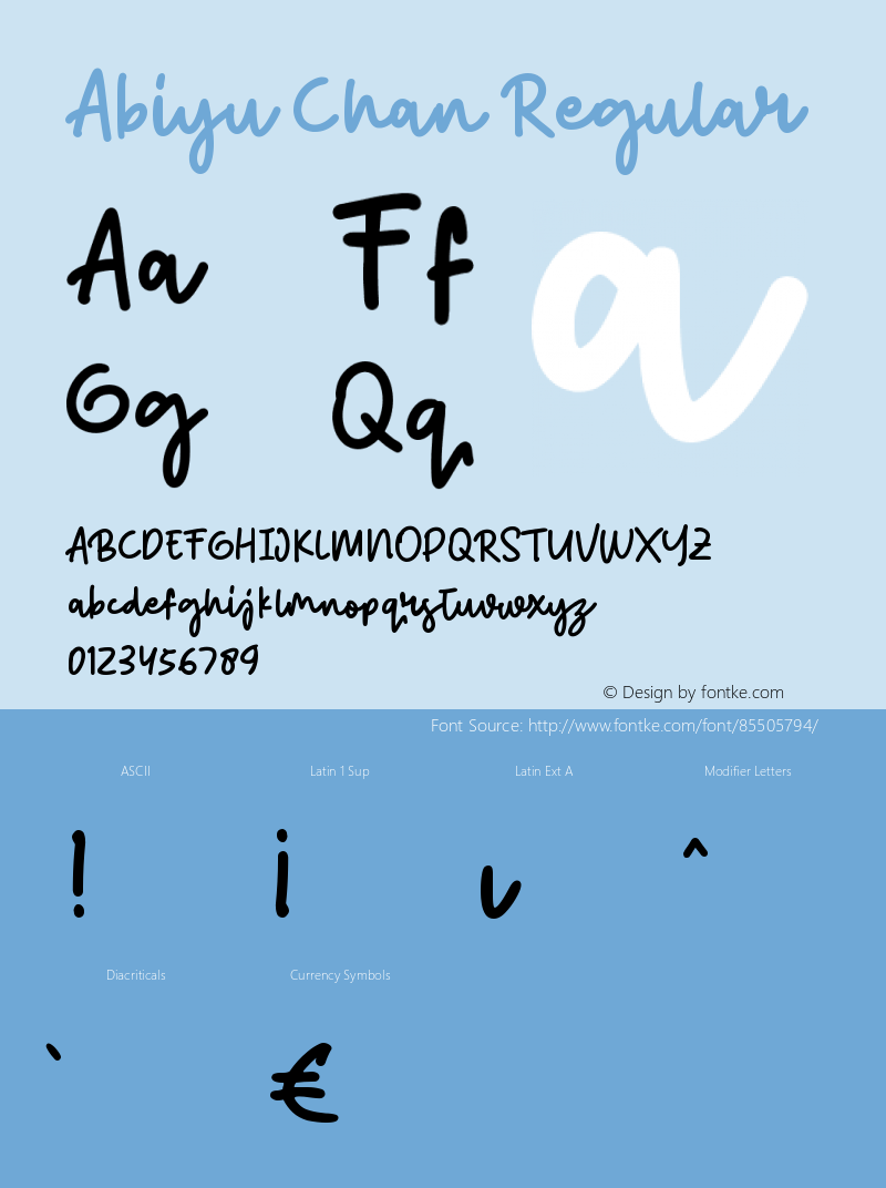 Abiyu Chan Version 1.00;September 5, 2020;FontCreator 12.0.0.2563 64-bit Font Sample