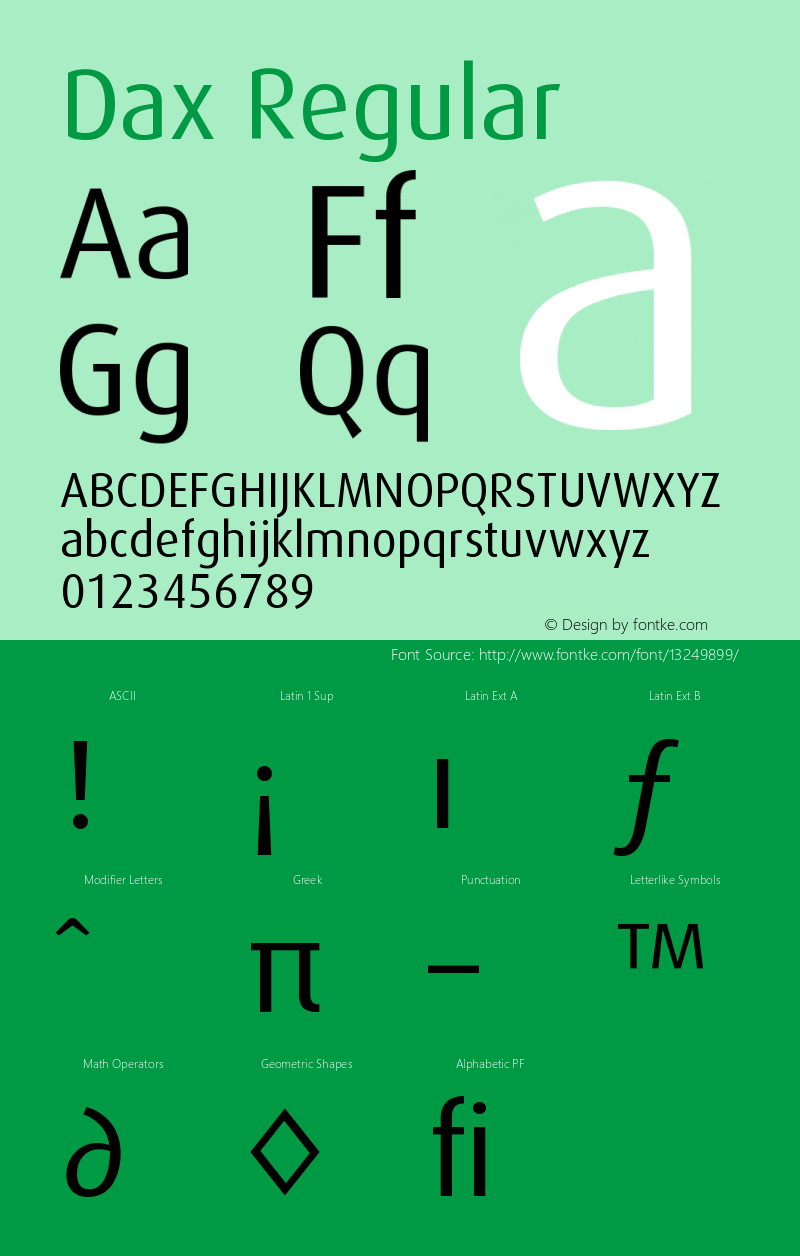 Dax Regular Version 001.000 Font Sample