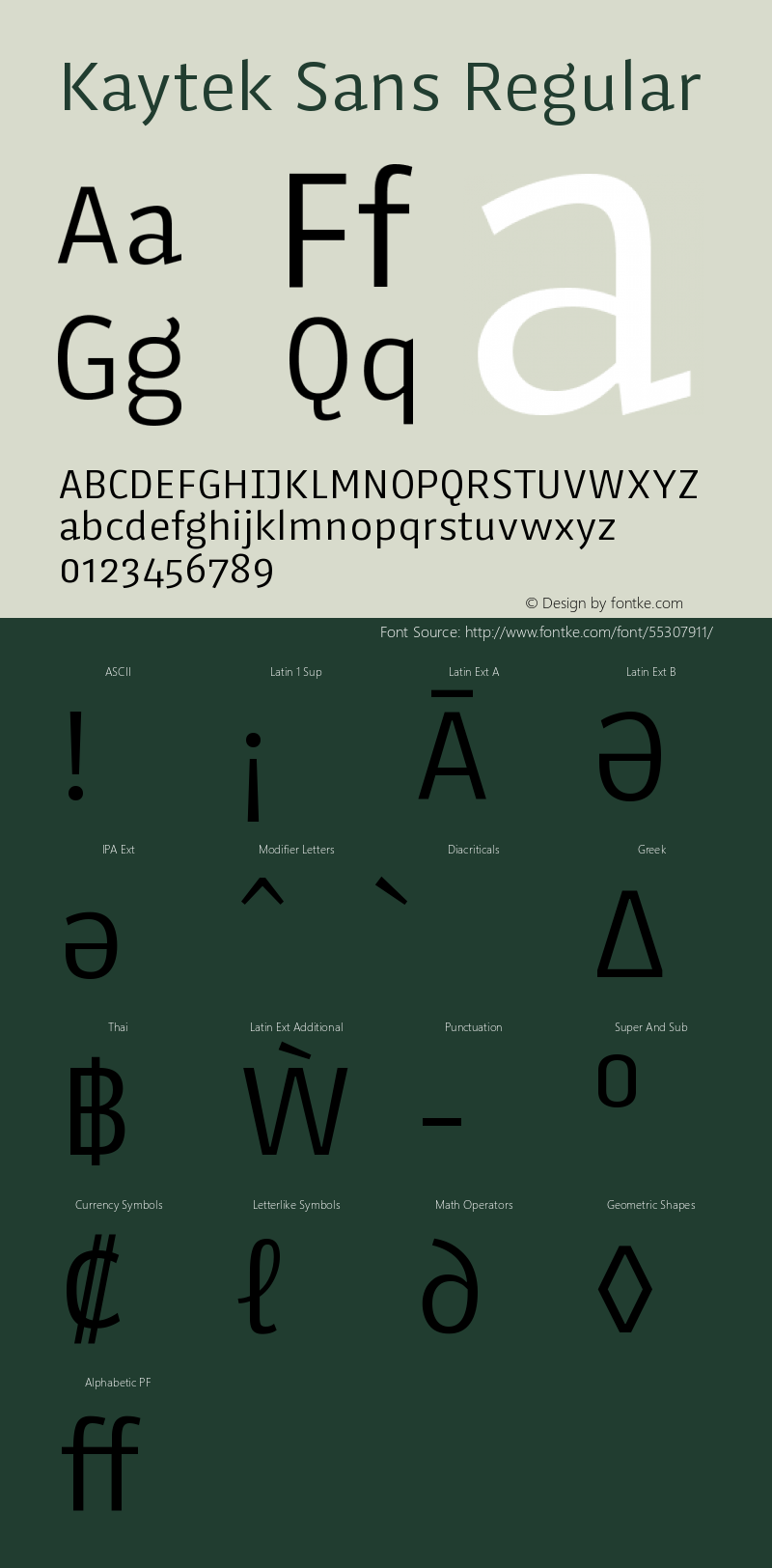 Kaytek Sans Regular Version 1.00 Font Sample