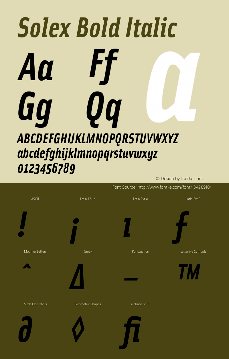 Solex Bold Italic 001.000 Font Sample