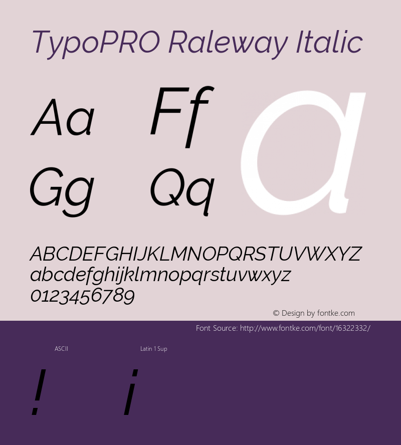 TypoPRO Raleway Italic Version 3.000; ttfautohint (v0.96) -l 8 -r 28 -G 28 -x 14 -w 