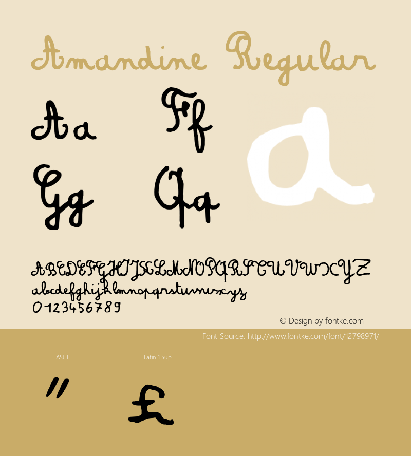 Amandine Regular 1998; 1.0, initial release Font Sample