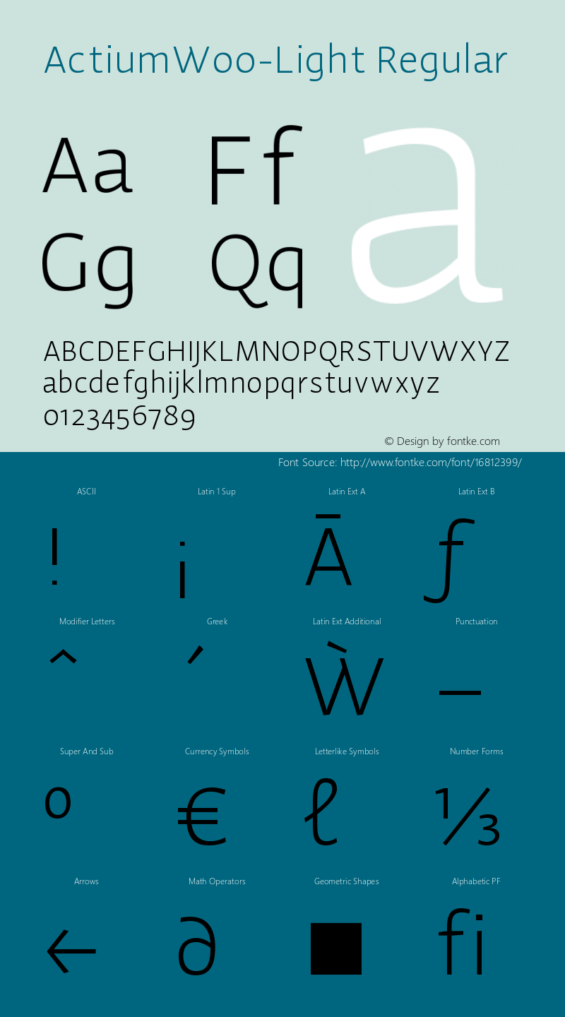 ActiumW00-Light Regular Version 1.20 Font Sample