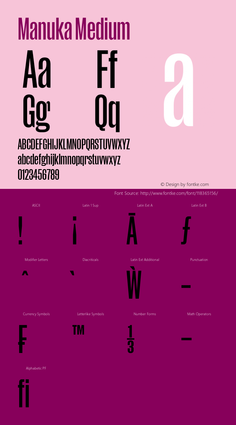 Manuka Medium Version 1.004 | web-TT Font Sample