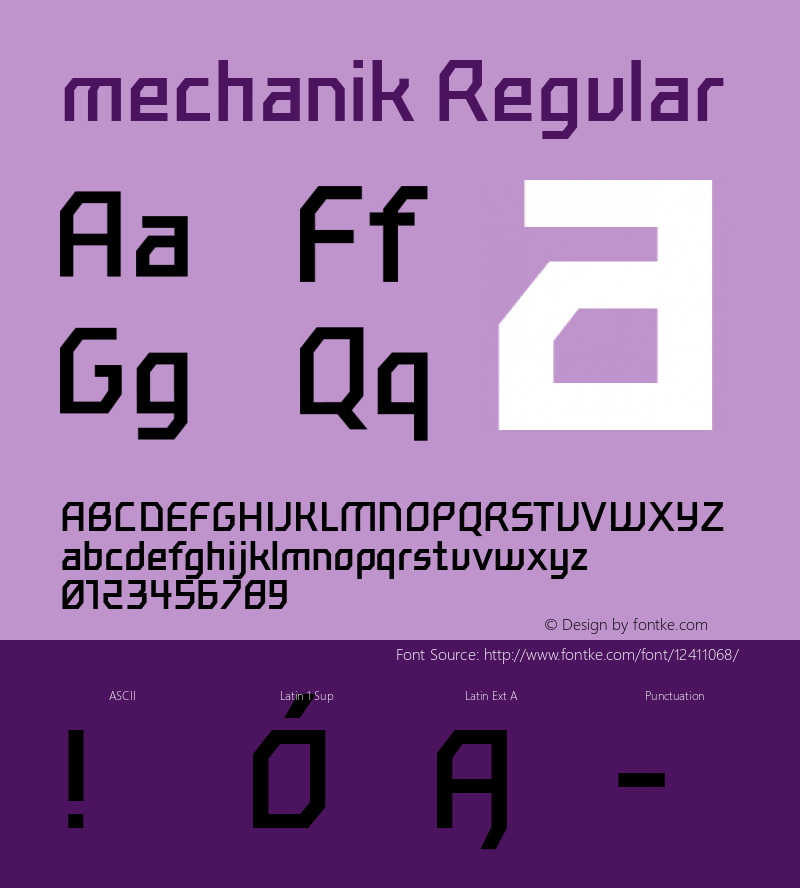 mechanik Regular Version 1.00 2013 Font Sample