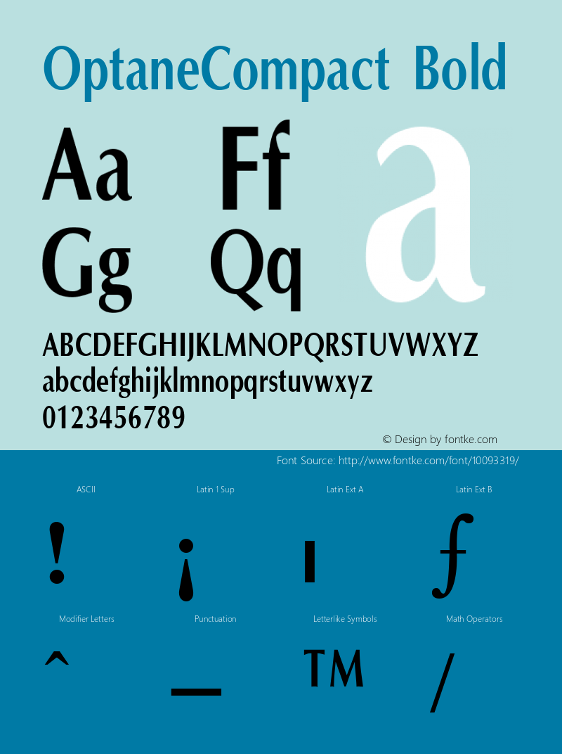 OptaneCompact Bold The IMSI MasterFonts Collection, tm 1995, 1996 IMSI (International Microcomputer Software Inc.) Font Sample