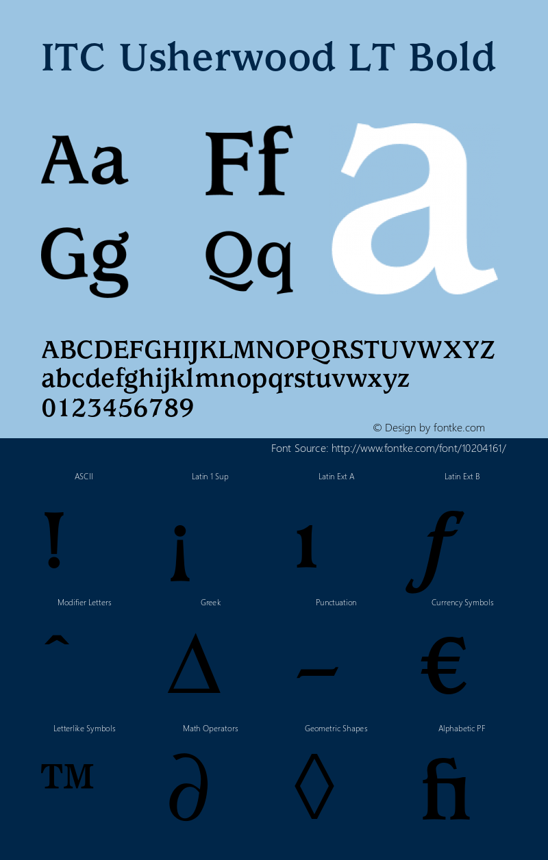 ITC Usherwood LT Bold 006.000 Font Sample