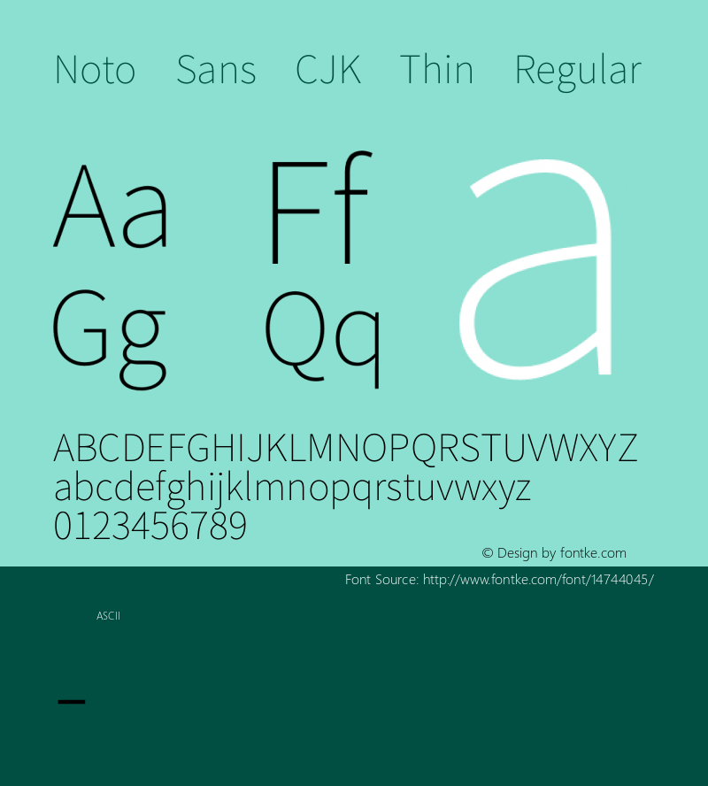 Noto Sans CJK Thin Regular Unknown Font Sample