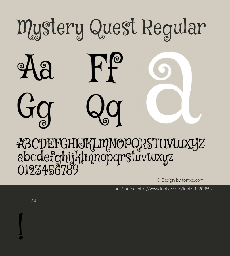 Mystery Quest Regular  Font Sample
