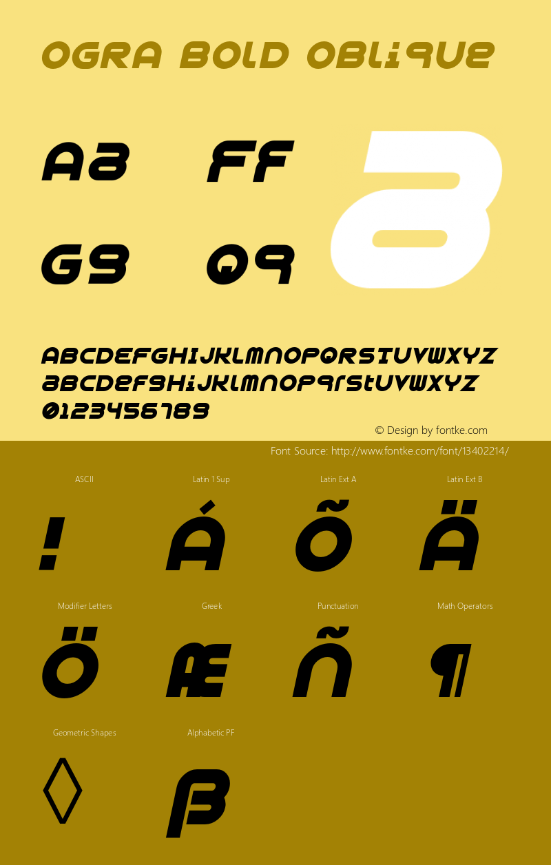 OGRA Bold Oblique 001.001 Font Sample