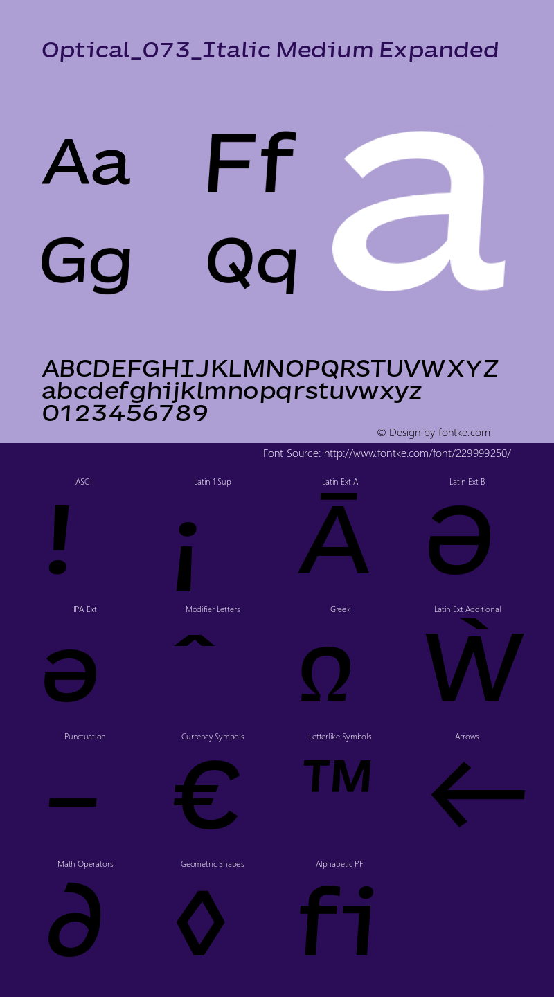 Optical_073_Italic Medium Expanded Version 1.073;FEAKit 1.0图片样张