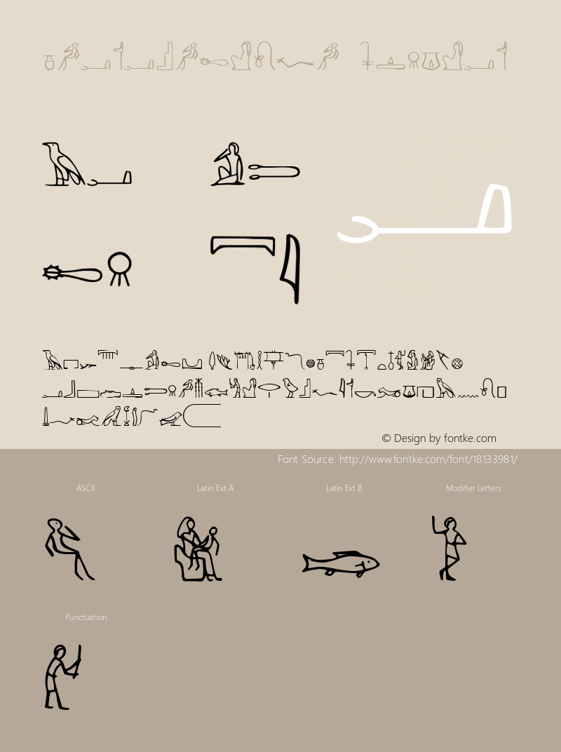 PharaohGlyph Regular Altsys Fontographer 4.0 4/07/94 Font Sample