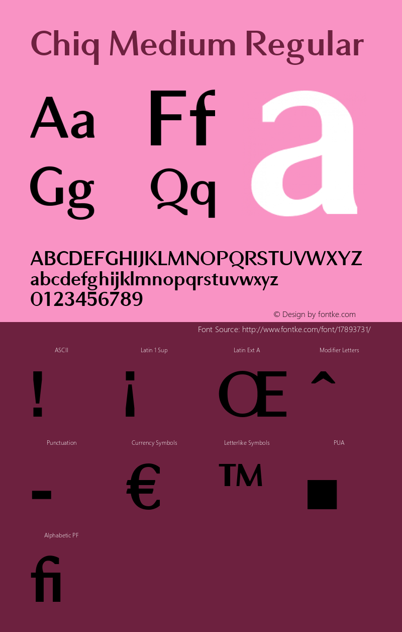 Chiq Medium Regular 1.000 Font Sample