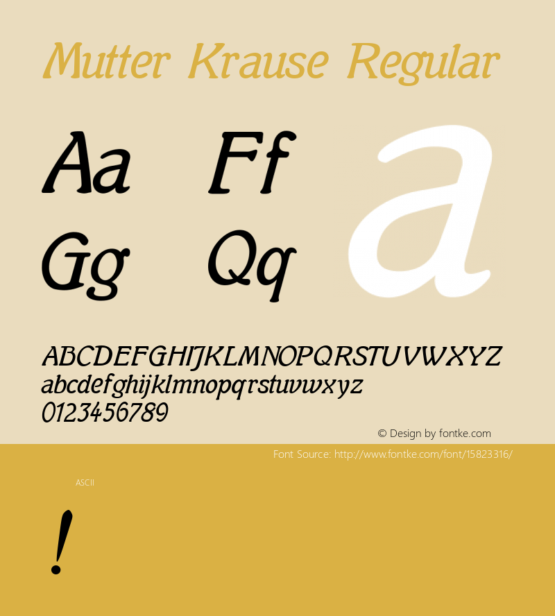 Mutter Krause Regular Unknown Font Sample