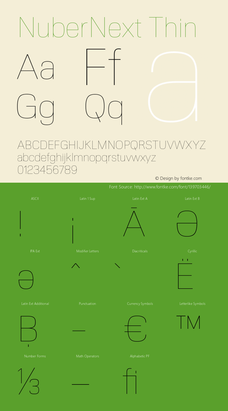 NuberNext Thin Version 001.002 February 2020 Font Sample