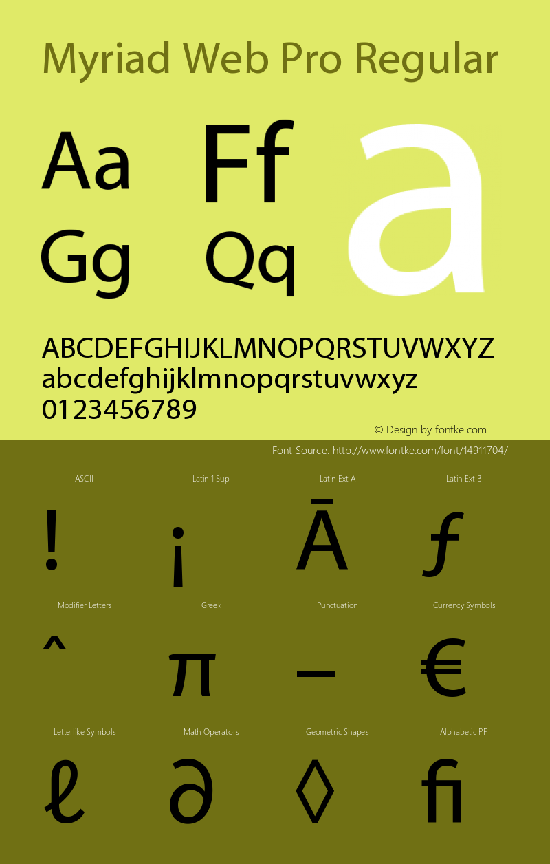 Myriad Web Pro Regular Version 1.903 Font Sample