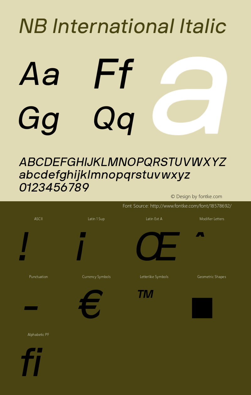 NB International Italic Version 2.000 Font Sample