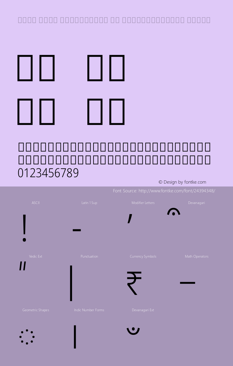 Noto Sans Devanagari UI SemiCondensed Light Version 2.000 Font Sample