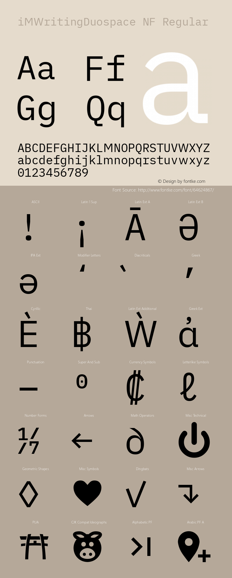 iM Writing Duospace Regular Nerd Font Complete Windows Compatible Version 1.005 Font Sample