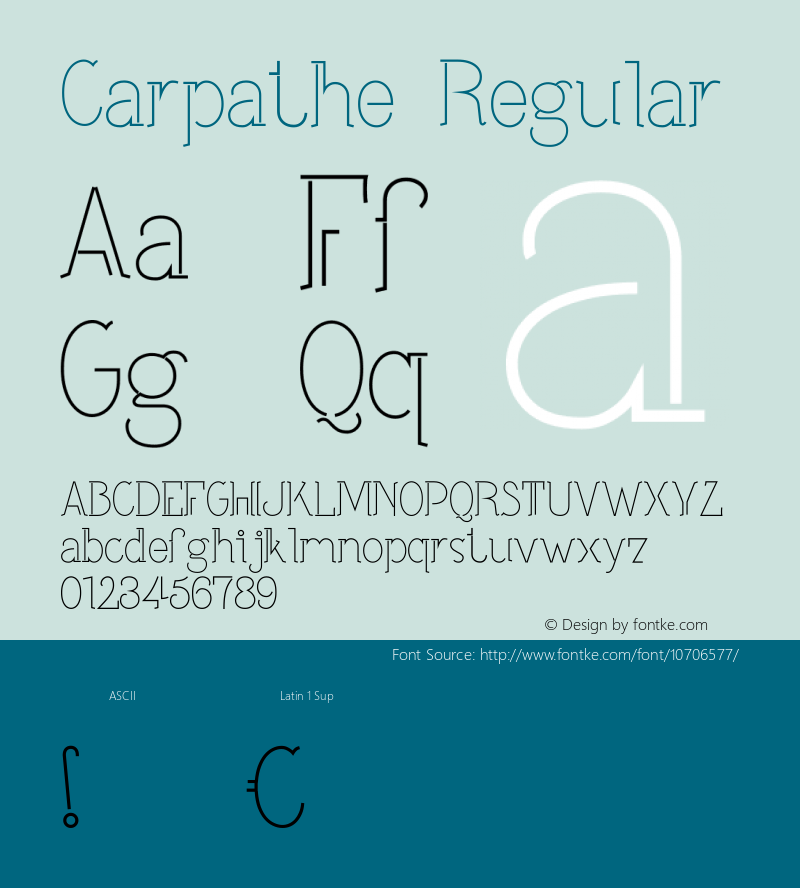 Carpathe Regular Version 001.000 Font Sample