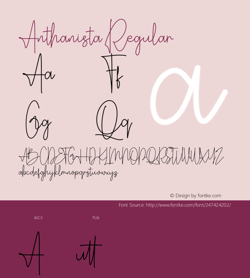 Anthanista Version 1.00;February 12, 2023;FontCreator 13.0.0.2683 64-bit图片样张