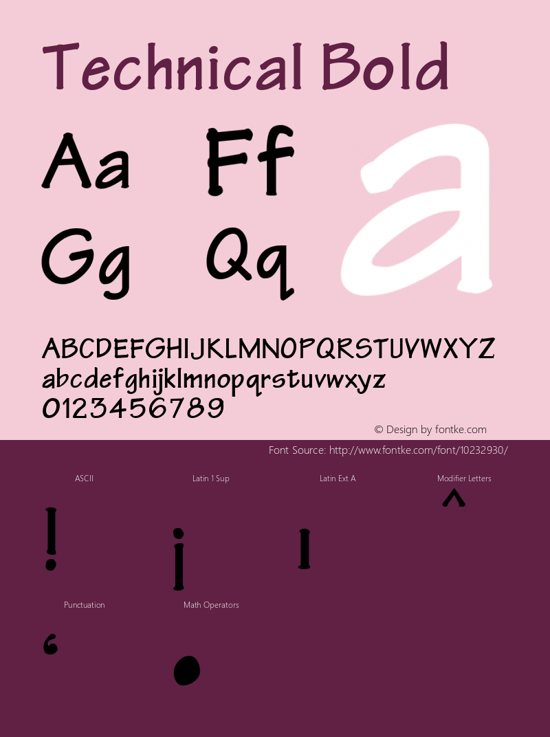 Technical Bold 1.0 Sat Sep 10 16:14:58 1994 Font Sample